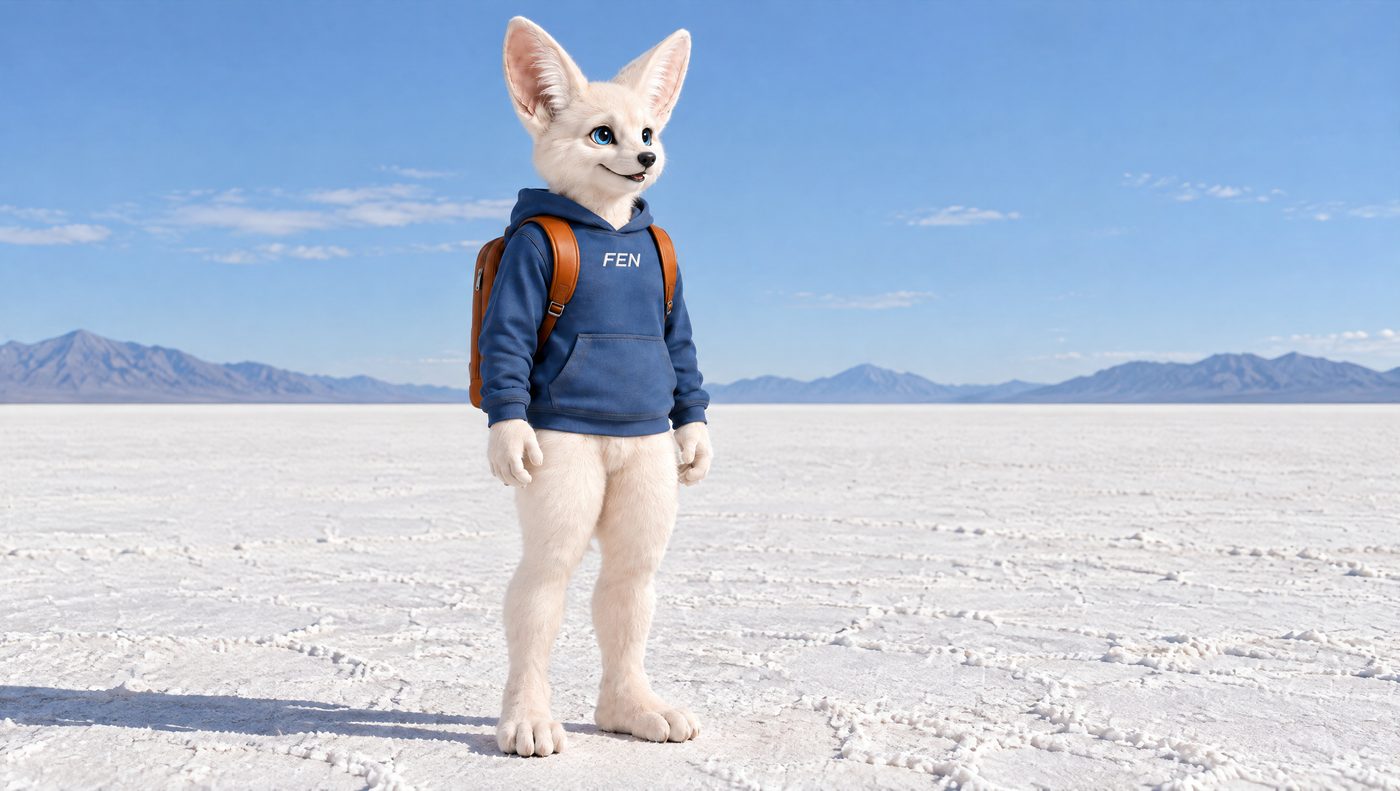 FEN standing on the salt flat